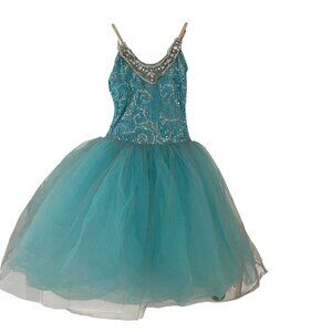 Costume Gallery Tutu Dress M Turquoise Tulle Sequin Ballet Ice Skating Dance